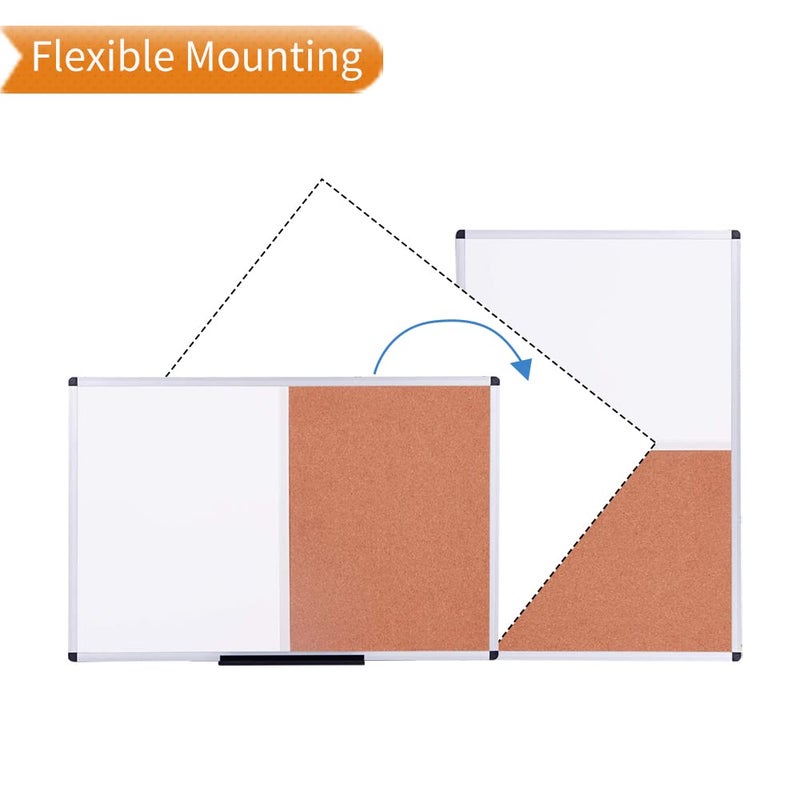 VIZ-PRO Magnetic Dry Erase Board and Cork Notice Board Combination, 36 X 24 Inches, Silver Aluminium Frame - Image 3